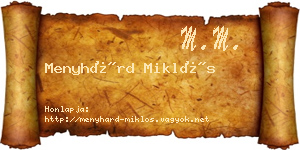 Menyhárd Miklós névjegykártya